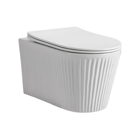 BELVIT VELARI Hang-wc met ribbelstructuur randloos Tornado-spoeling Softclose - Wit, wc-potten — SKU MB-19771-23298, EAN 5404029128236