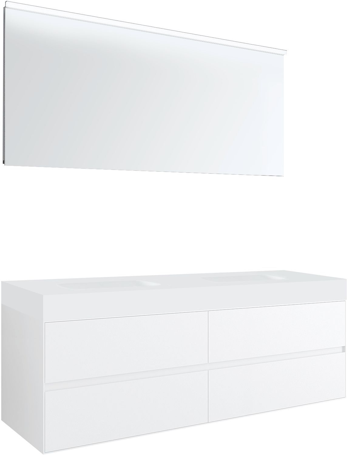 Meubel 4LADES voor tablet puro 2 lavabos tenso 160CM wit met spiegel