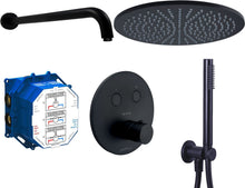 SET DE DOUCHE A ENC.THERM.+ DOUCHE DE TETE INCL.TH.A ENCASTRER+DCHE A MAIN NORDICA COMFORT NOIR MAT