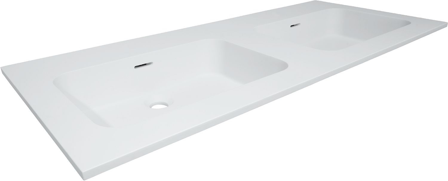 Tablet combo/molto/puro 180X50CM 2 lavabo Solid wit