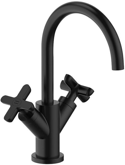 2GREEP MENGKRAAN LAVABO ICONA CLASSIC FANTINI ZONDER SLUITING SPRONG 160MM MAT ZWART