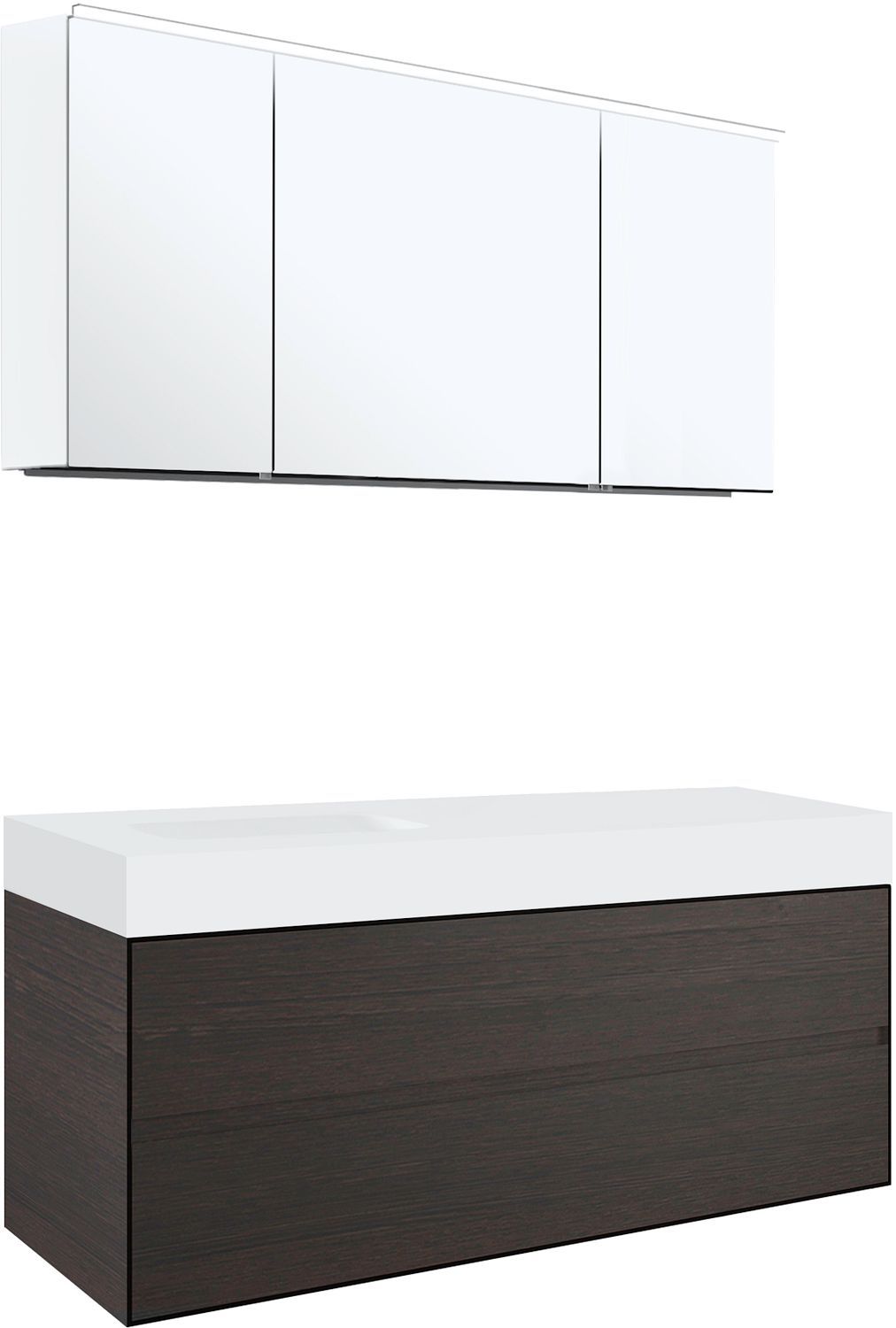 MEUBEL 2LADES VOOR TABLET PURO 1 LAVABO LINKS TENSO 140CM WENGE MET SPIEGELKAST