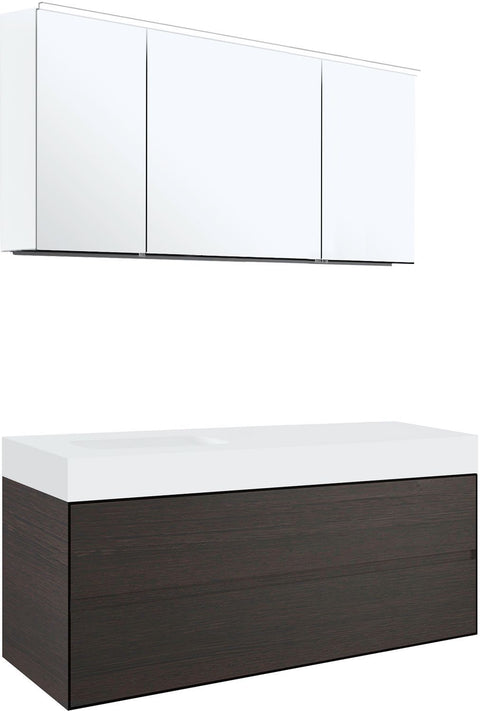 MEUBEL 2LADES VOOR TABLET PURO 1 LAVABO LINKS TENSO 140CM WENGE MET SPIEGELKAST