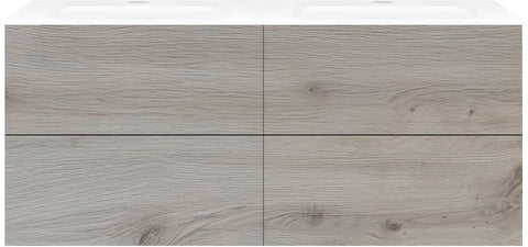 Onderbouw COFFEE 4 lades 140 eik zilver+wastafel porselein wit, badkamermeubelen — SKU DESCO-193025