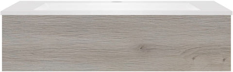 Onderbouw COFFEE 1 lade 120 eik Decor zilver+wastafel kunstmarmer wit, badkamermeubelen — SKU DESCO-191862