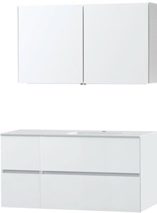 MEUBLE MOLTO POUDRE BLANC 125 DROITE MARBRE SYNTHETIQUE ARMOIRE TOILETTE