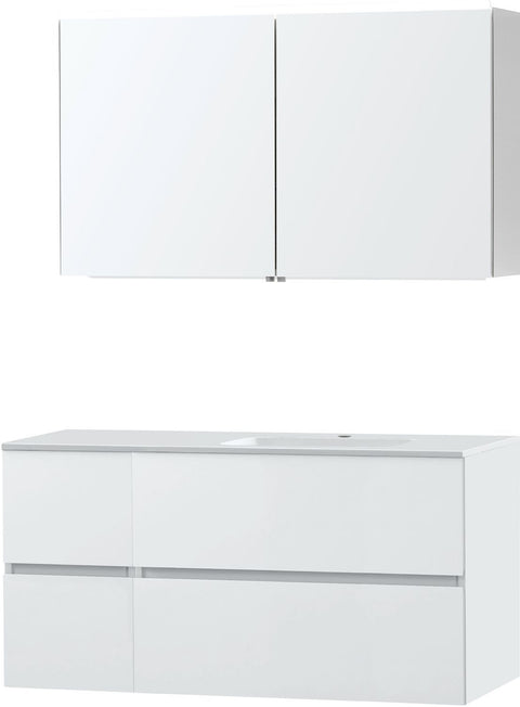 Meubel molto poederwit 125 rechts kunstmarmer spiegelkast, badkamermeubelen — SKU DESCO-701582