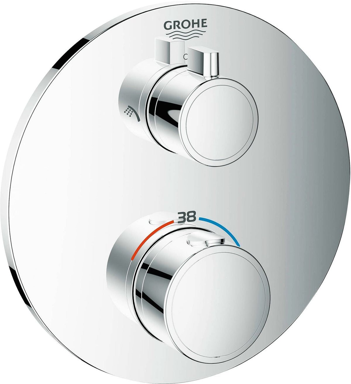 Afwerkset thermostaat +omsteller grohetherm Grohe rond chroom
