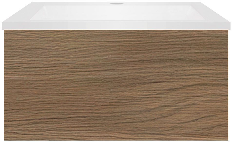 Onderbouw COFFEE 1 lade 60 eik caramel+wastafel kunstmarmer mat wit