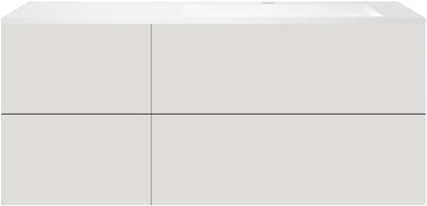 Onderbouw coffee 4 lades 140 fluweel grijs mat+wastafel rechts kunstmarmer mat wit, badkamermeubelen — SKU DESCO-192303