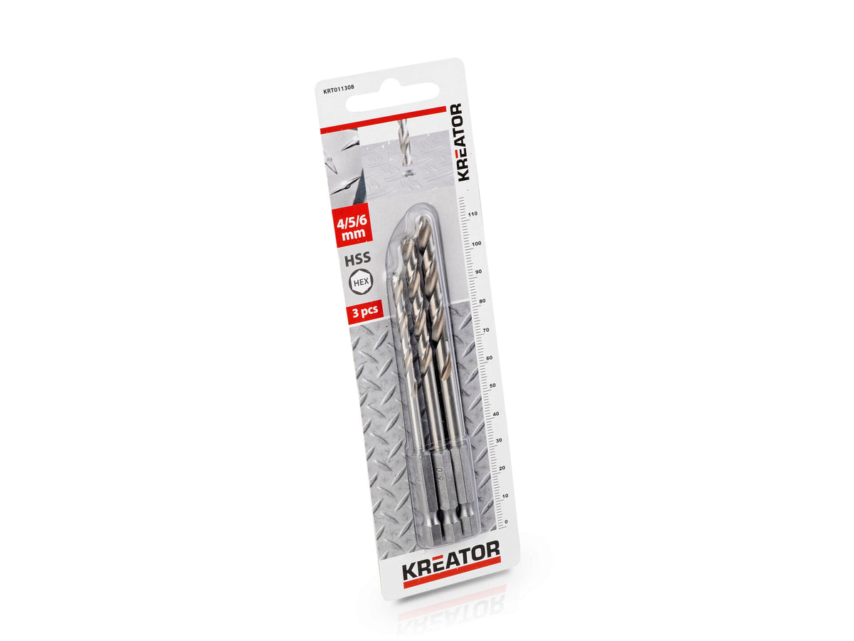 Kreator KRT011308 metaalborenset HSS HEX 4/5/6 mm 3-delig