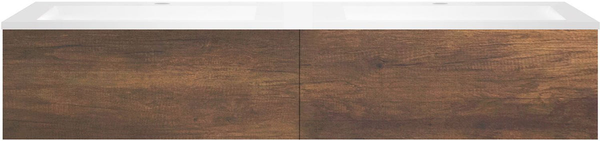 ONDERBOUW COFFEE 2 LADES 160 DUO EIK.DEC.ROEST +DUBBELE WASTAFEL KUNSTMARMER MAT WIT
