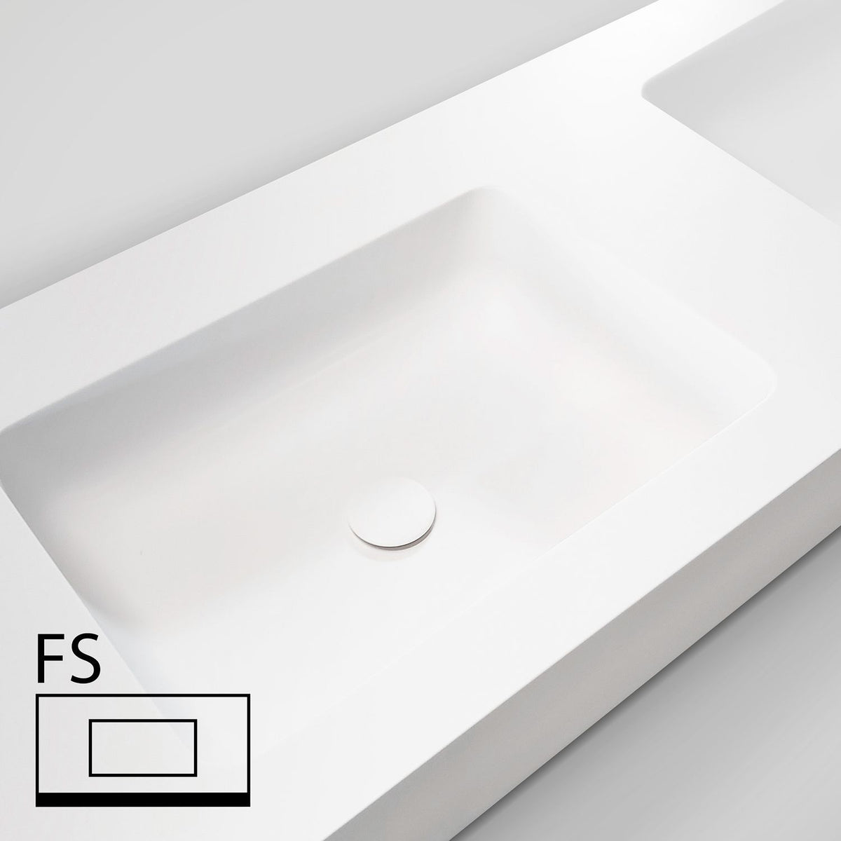 TABLET TAILOR TOP DUBBELE LAVABO LINKS FS 200CM SOLID XONYX WIT