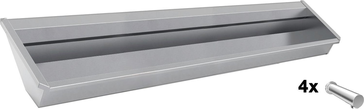 Muurwasgoot sanilav intersan 240CM Rvs 4 elektronische koudwater kranen