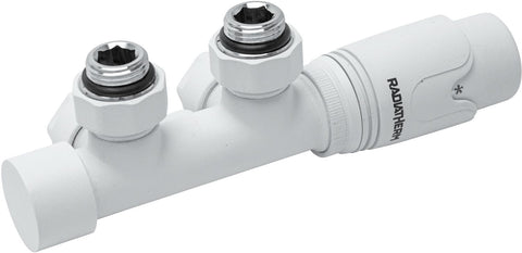 D-radiator thermostatische design radiator kraanset 2PIJPS/1PIJPS +koppelingen 16MM haaks mat wit
