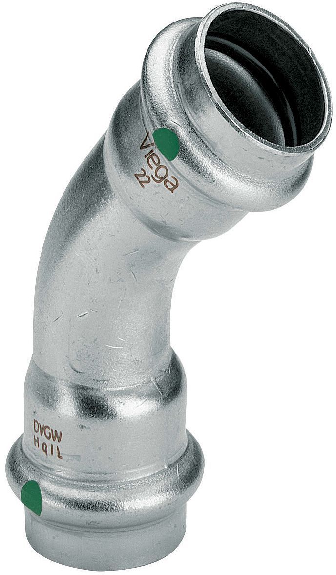 Elleboog 45°FF 28MM sanpress inox Viega