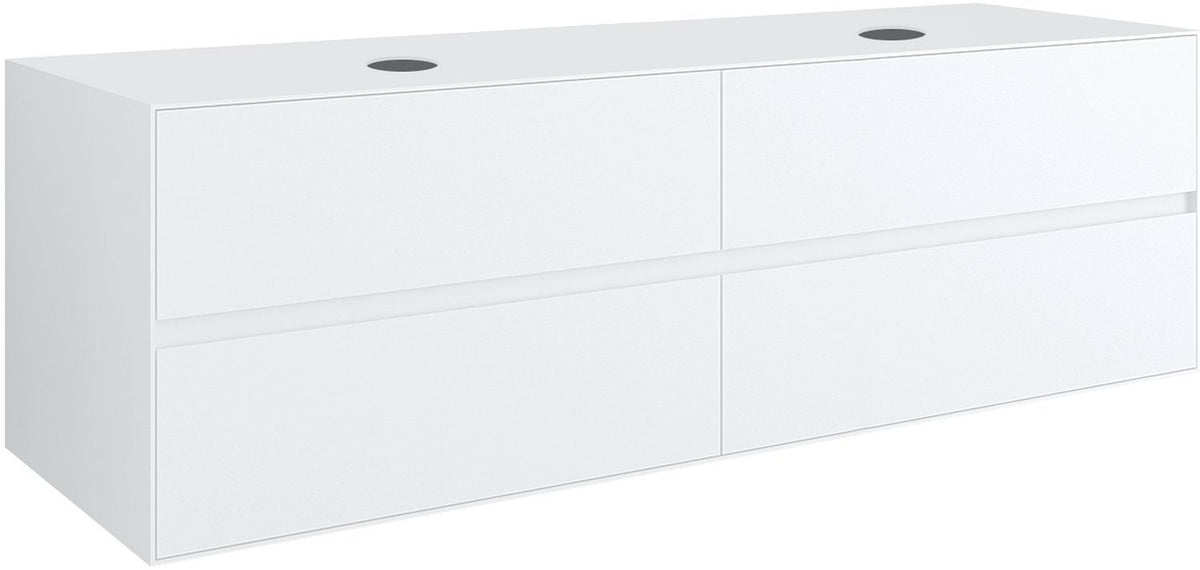 Onderbouw 4LADES+TABLET voor 2 opbouwlavabos tenso 160CM zonder kraangat wit