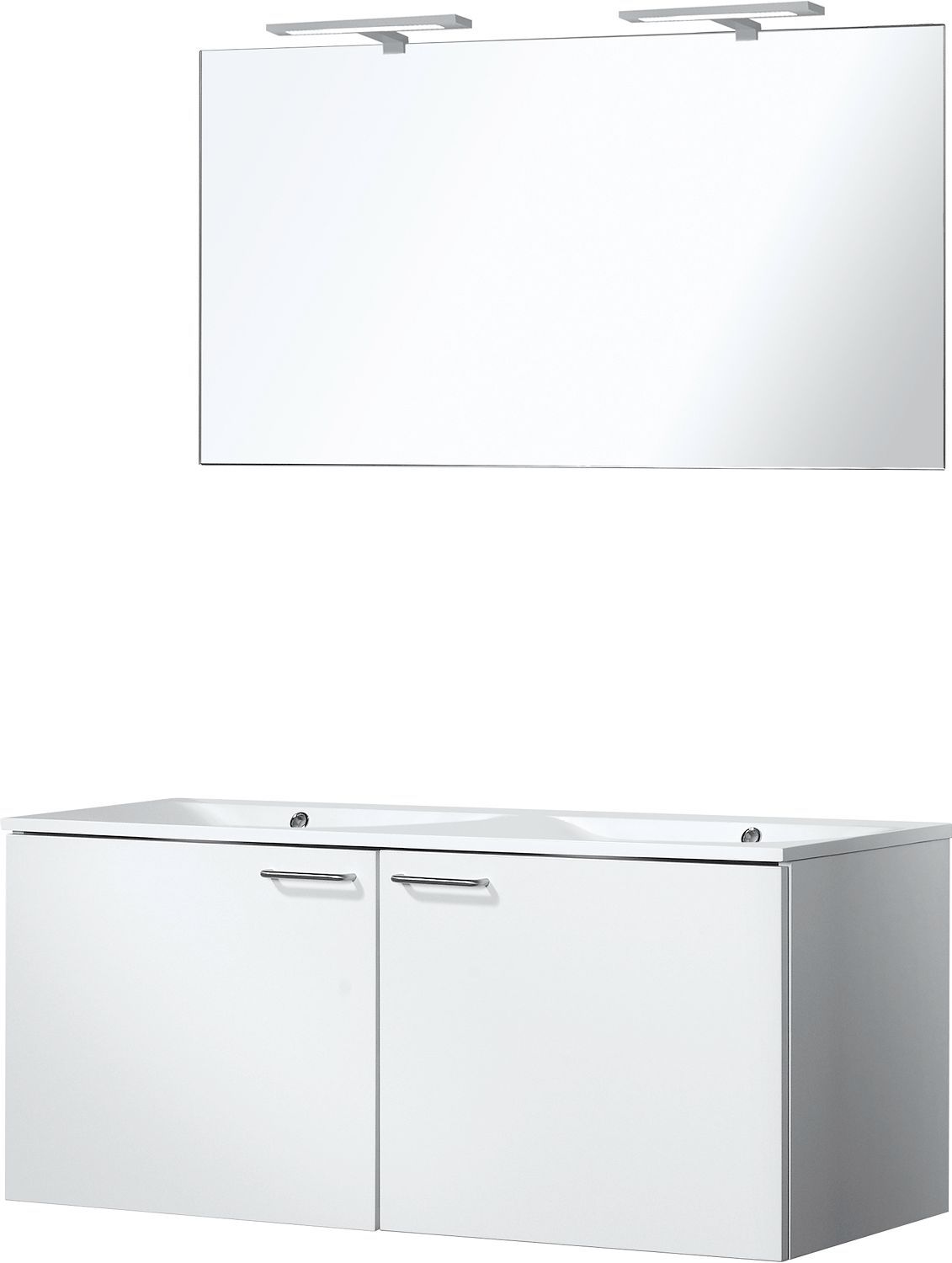 Meubel bizzy 120/120 met spiegel 120 met verlichting wit