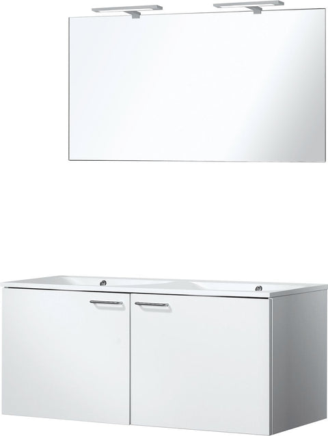 Meubel bizzy 120/120 met spiegel 120 met verlichting wit