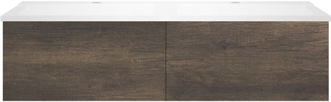 Onderbouw COFFEE 2 lades 120 duo kastanje Decor truffel +dubbele wastafel mat wit