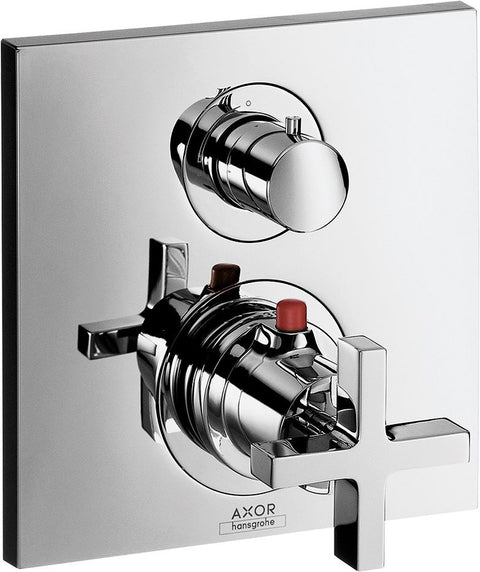 Afwerkset inbouw thermostaat+stopkraan citterio Axor kruis chroom