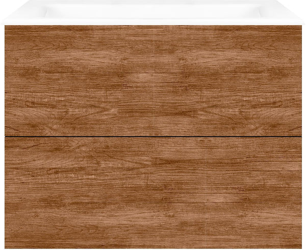 SOUS MEUBLE COFFEE 2 TIROIRS 80 TECTONA DECOR CANNELLE +LAVABO PORCELAINE SANS TROU ROBINET BLANC