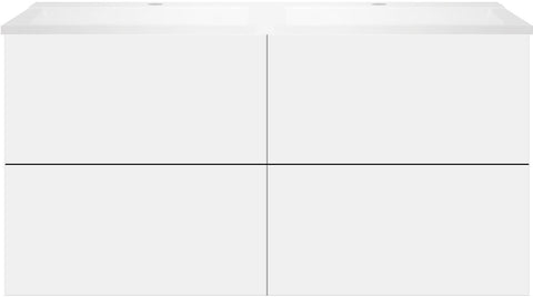 Onderbouw COFFEE 4 lades 120 duo mat wit +dubbele wastafel mat wit, badkamermeubelen — SKU DESCO-192381