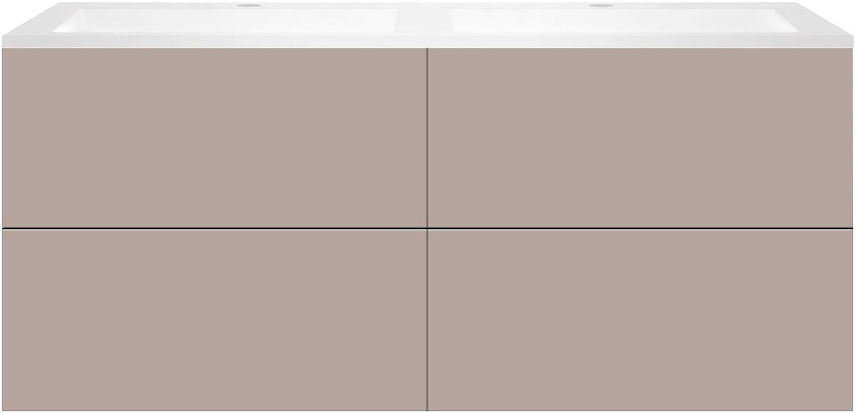 Onderbouw COFFEE 4 lades 140 duo basaltgrijs +dubbele wastafel kunstmarmer mat wit