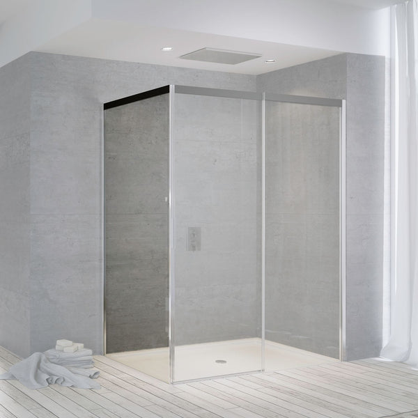 VAST PANEEL SCHUIFDEUR SUITE 965-990 H2000 LINKS NANOTEC SOFTCLOSE HELDER/ZWART-CHROOM