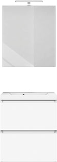 Meubel cita 60CM Solo 2 lade kunstmarmer +spiegel wit