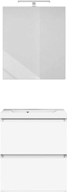 Meubel cita 60CM Solo 2 lade kunstmarmer +spiegel wit