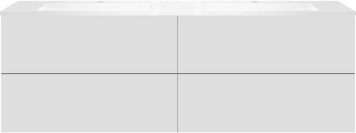 ONDERBOUW COFFEE 4 LADES 180 DUO FLUWEEL GRIJS MAT +DUBBELE WASTAFEL KUNSTMARMER WIT