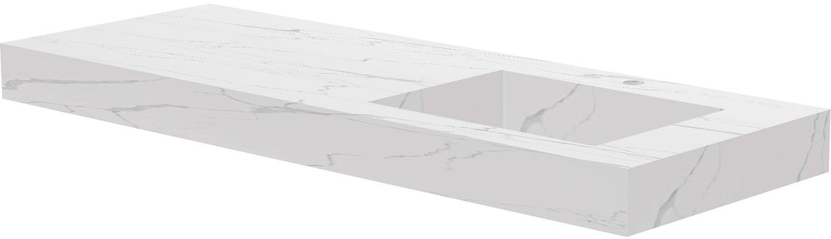 TABLET KERAMISCH MARMER PURO LAVABO S RECHTS B140 H10 +KRAANGAT WHITE CALACATTA