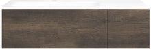 SOUS MEUBLE COFFEE 2 TIROIRS 110 CHATAIGNE +LAVABO GAUCHE PORCELAINE BLANC