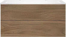 Onderbouw COFFEE 2 lades 120 eik caramel + wastafel 2 kraangaten kunstmarmer mat wit