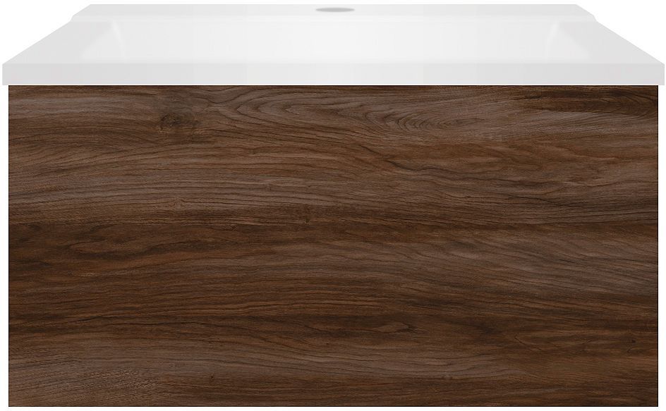 Onderbouw COFFEE 1 lade 60 notelaar Decor fluweel+wastafel mat wit