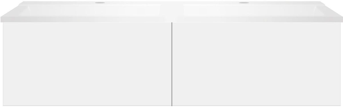 Onderbouw COFFEE 2 lades 120 duo mat wit +dubbele wastafel mat wit