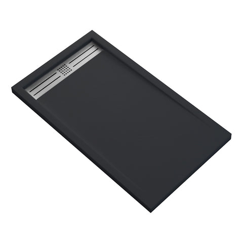 Veroni Elite douchetas composietsteen vlak (DxBxH) 140 x 90 x 3 cm - Zwart, douchebakken — SKU MB-18816-22343, EAN 5404024107304