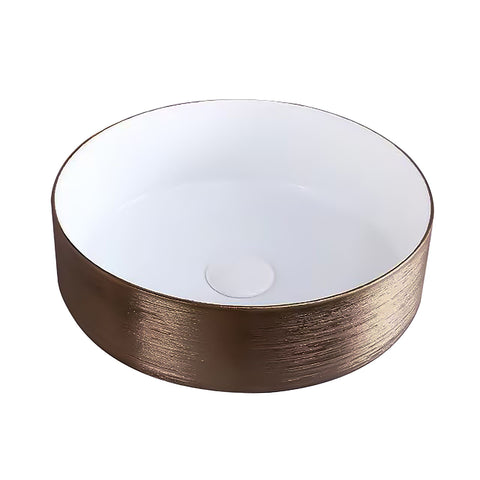 BELVIT MURANO Opzetwastafel keramiek wit glanzend 36 cm gestructureerd rond - Wit koper, wastafels — SKU MB-19778-23305, EAN 5404029128274