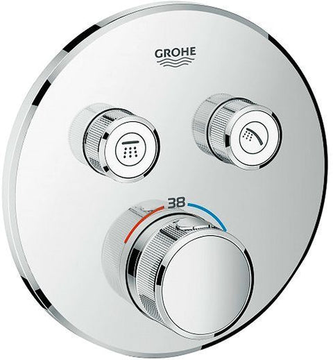 Afwerkset thermostaat + 2 stopkranen SmartControl Grohe rond chroom