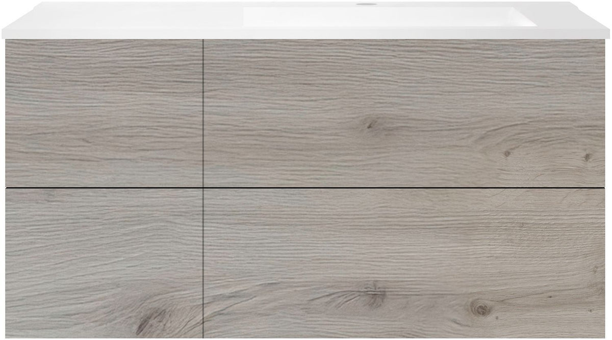 ONDERBOUW COFFEE 4 LADES 120 EIK  ZILVER+WASTAFEL RECHTS KUNSTMARMER WIT