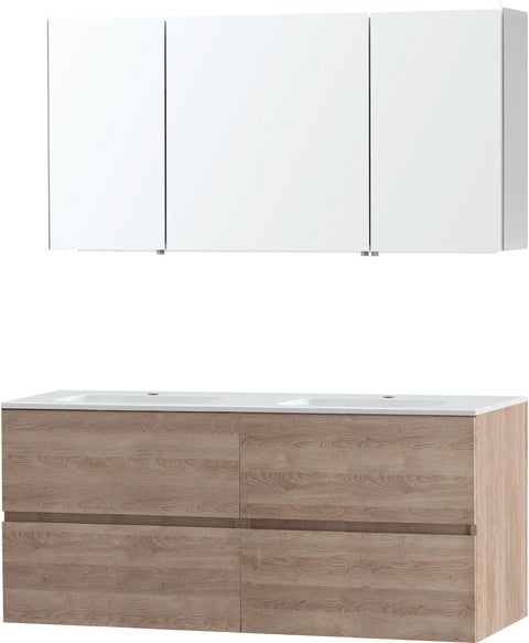 Meubel Molto eik natuur 140 kunstmarmer spiegelkast, badkamermeubelen — SKU DESCO-701430