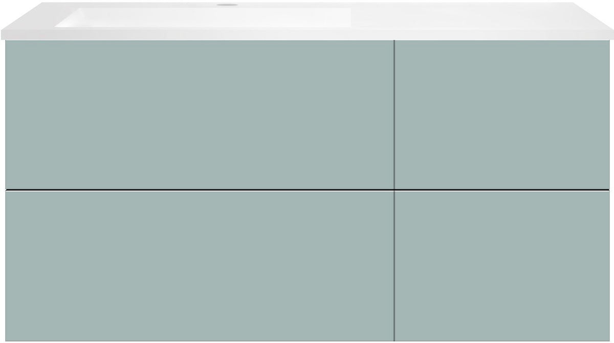 ONDERBOUW COFFEE 4 LADES 120 IJSBLAUW MAT+WASTAFEL LINKS KUNSTMARMER MAT WIT