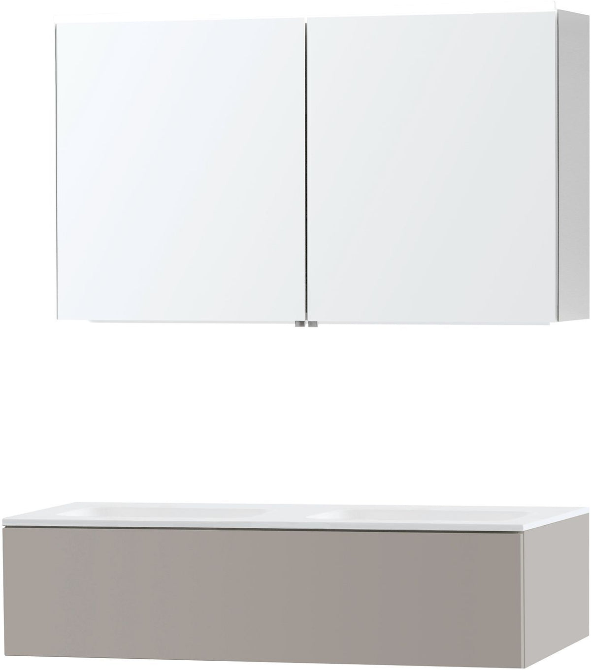 MEUBEL PURO DUO GRIJS 120 1 LADE SOLID MOLTO SPIEGELKAST