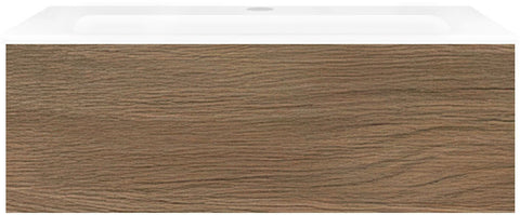 Onderbouw COFFEE 1 lade 90 eik caramel+wastafel porselein wit, badkamermeubelen — SKU DESCO-192582