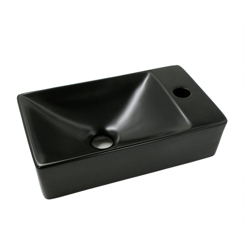 Aloni fontein - zonder overloop - kraangat rechts - keramiek - 38X10X22CM - mat zwart, handenwassers — SKU MB-16220-19747, EAN 5404024100855