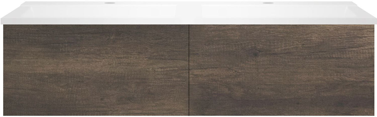 Onderbouw COFFEE 2 lades 120 duo kastanje Decor truffel +dubbele wastafel wit