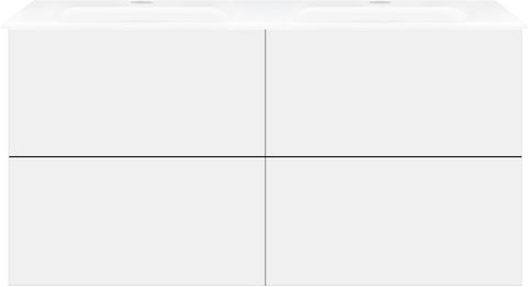 Onderbouw COFFEE 4 lades 120 duo duo mat wit + dubbele wastafel porselein wit