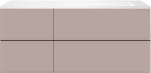 Onderbouw coffee 4 lades 140 mat basaltgrijs+wastafel rechts kunstmarmer mat wit, badkamermeubelen — SKU DESCO-192287