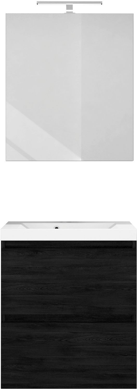 Meubel cita 60CM Solo 2 lade kunstmarmer +spiegel graphit eik